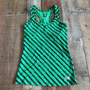 The North Face Women's Green and Black Striped Racerback Workout Tank Top -XS